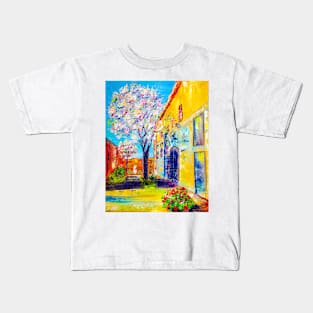 Old city. Blooming tree Kids T-Shirt